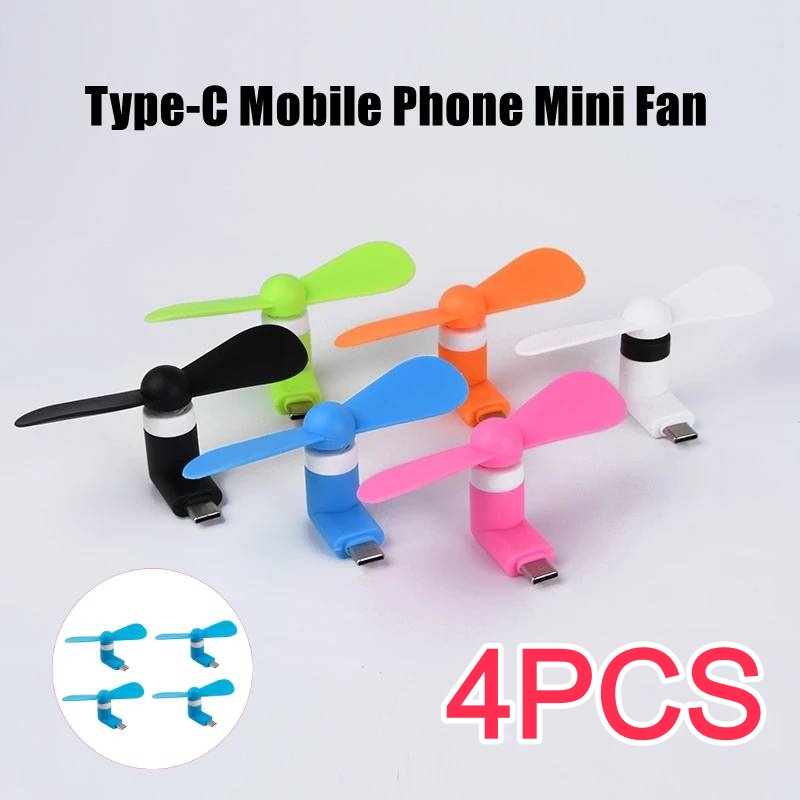 Micro Usb Cable - พัดลมพกพาขนาดเล็กแบบ Type-C 4/2/1 ชิ้น พัดลมมือถือขนาดเล็ก พัดลมชาร์จไฟ