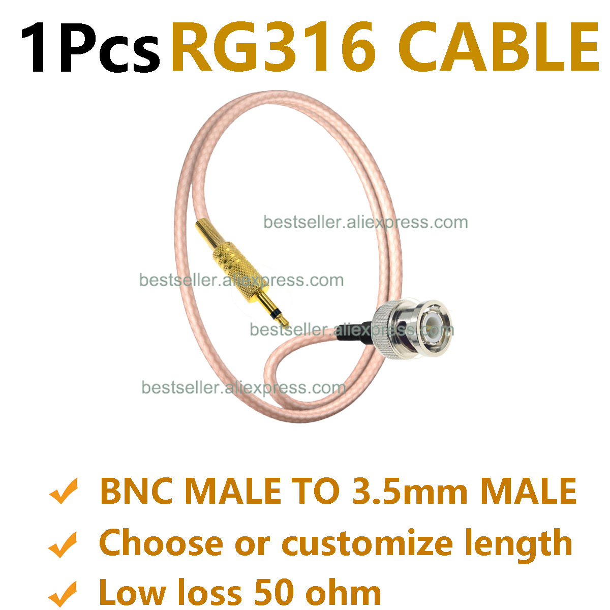 Jumper Wire Kit - สายเชื่อมต่อ RG316 BNC ตัวผู้ ไปยัง 3.5