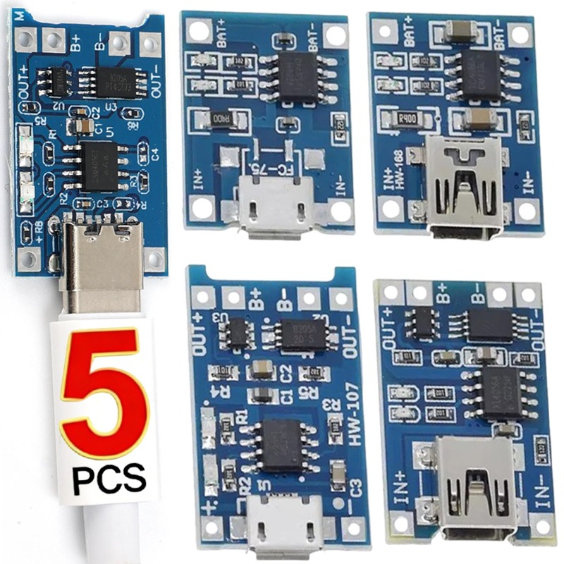Tp4056 Module - 5V 3A ไมโคร/Type-c/มินิ 18650 TP4056 แบตเตอรี่ลิเธียมโมดูลชาร์จพร้อมระบบป้องกันฟังก์ชั่นคู่