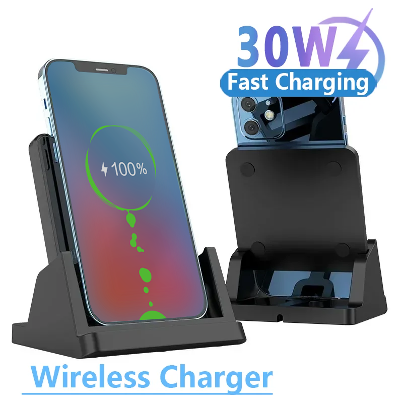 Micro Usb Cable - 30W Wireless Charger Padขาตั้งเดสก์ท็อปโทรศัพท์มือถือบางเฉียบFast CHARGING Dock