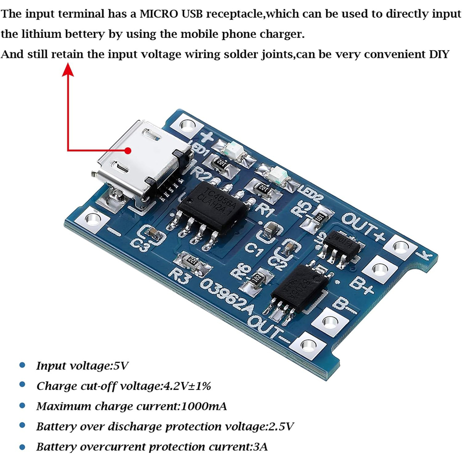 บอร์ดชาร์จแบตเตอรี่ลิเธียม5V 1 - Tp4056 Module บทวิจารณ์และราคา