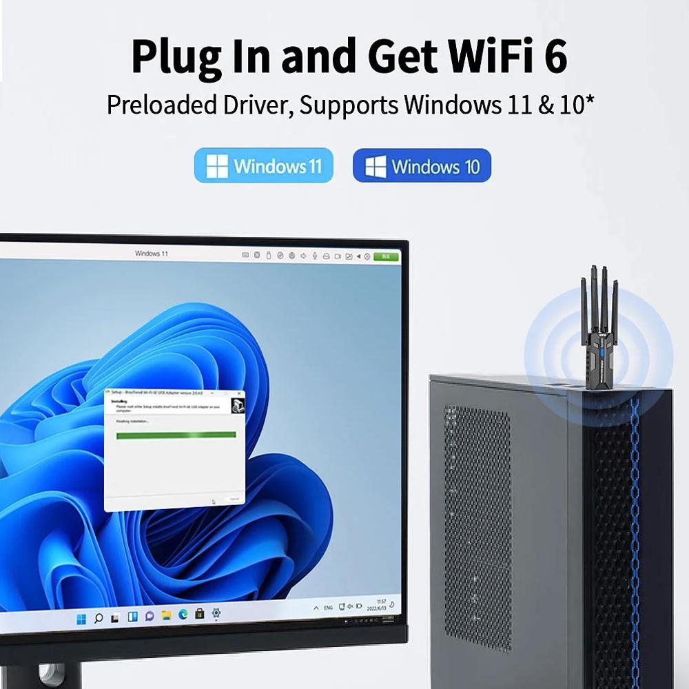 อะแดปเตอร์ USB WiFi 6 1800Mbps - Antenna 2.4Ghz บทวิจารณ์และราคา